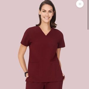 Mandala 6-pocket burgundy v-neck scrub top